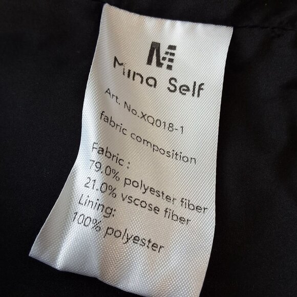 Mina Self Womens Open Front Black Tweed Jacket Notch Collar Structured Fit L - Picture 8 of 9